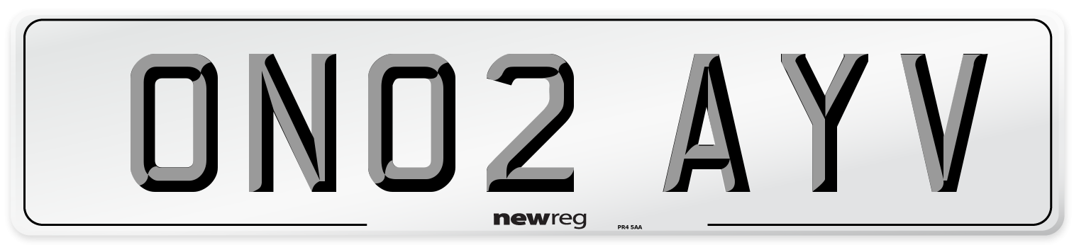 ON02 AYV Number Plate from New Reg